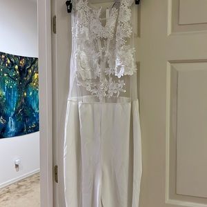 White floral jumpsuit